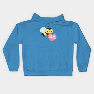 Cute Bee My Valentine, Valentines Day Pun Cartoon Kids Hoodie